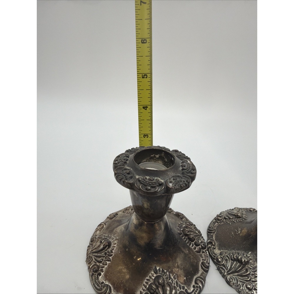 Matching pair of vintage Godinger silver-plated taper candlestick holders